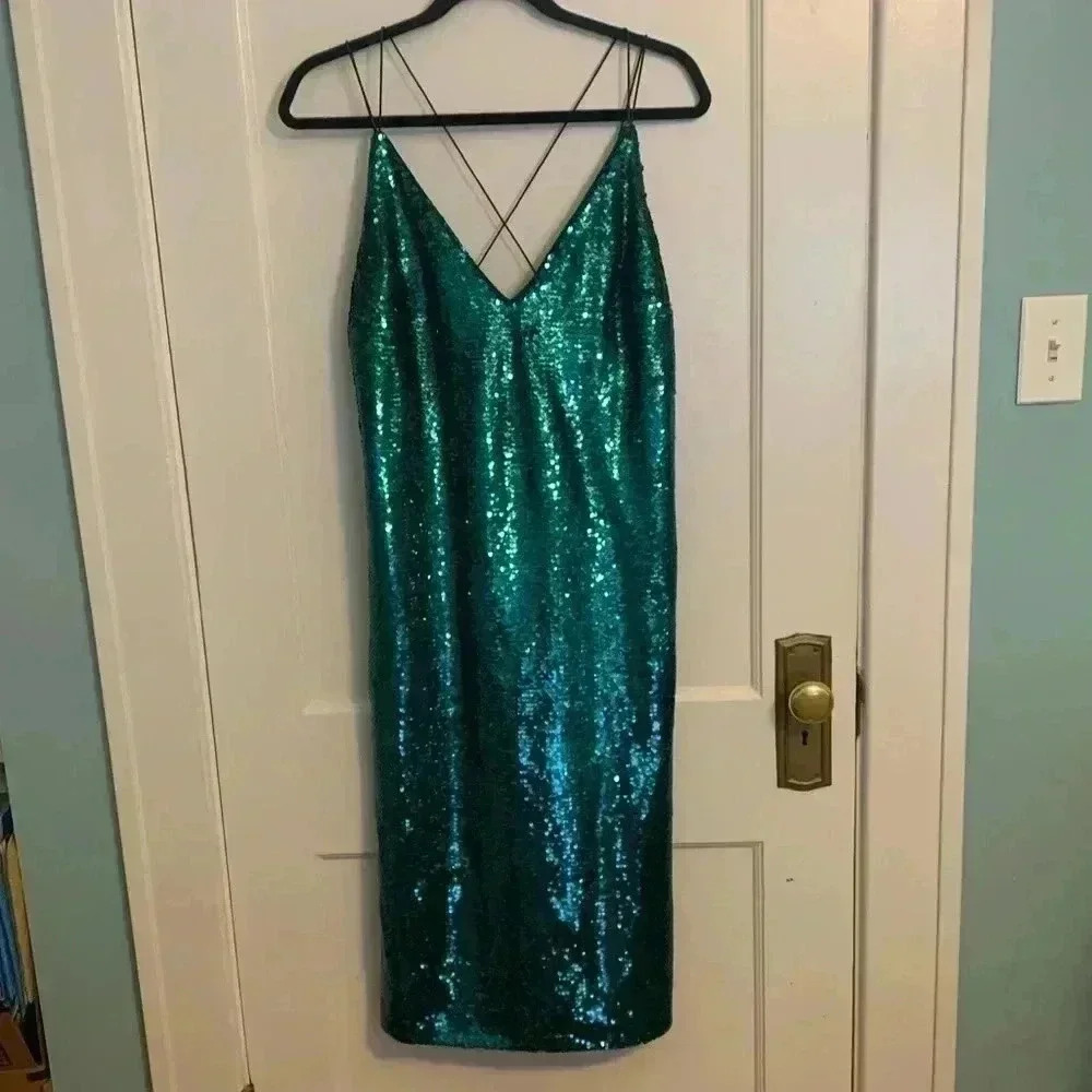 ASOS Green Sequin Midi Dress